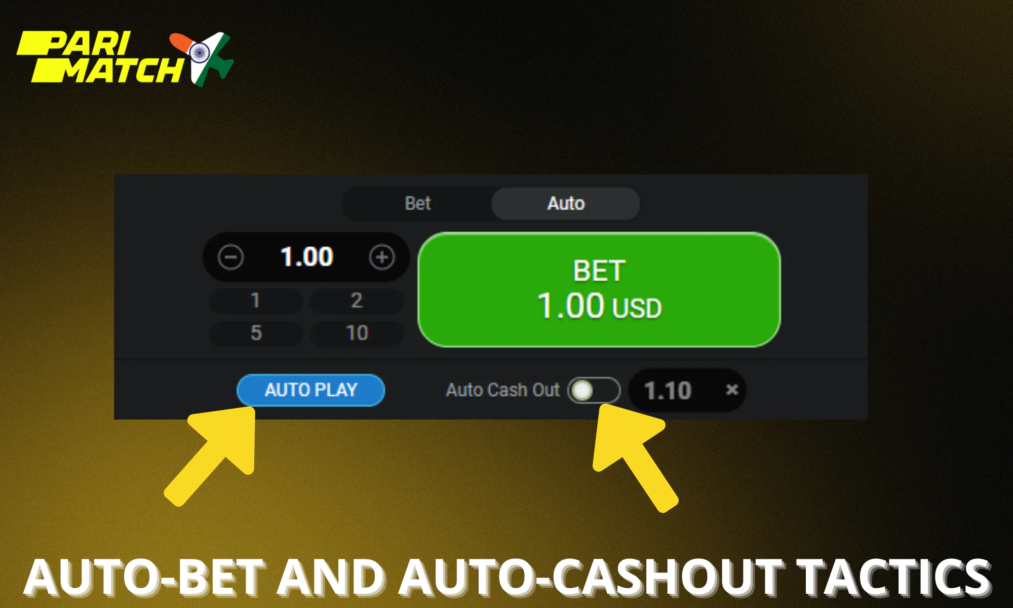 Automatic betting and automatic withdrawal tactics are available in Parimatch Aviator