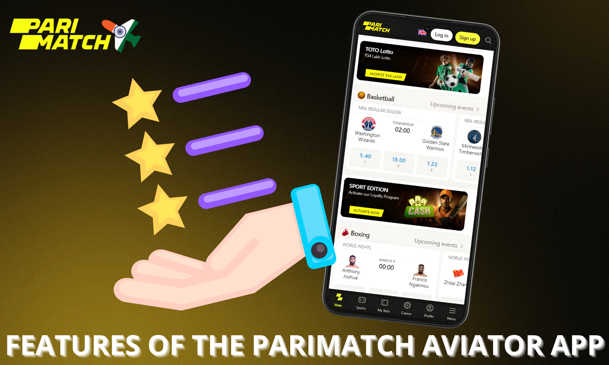 Overview of the main features of the Parimatch Aviator app