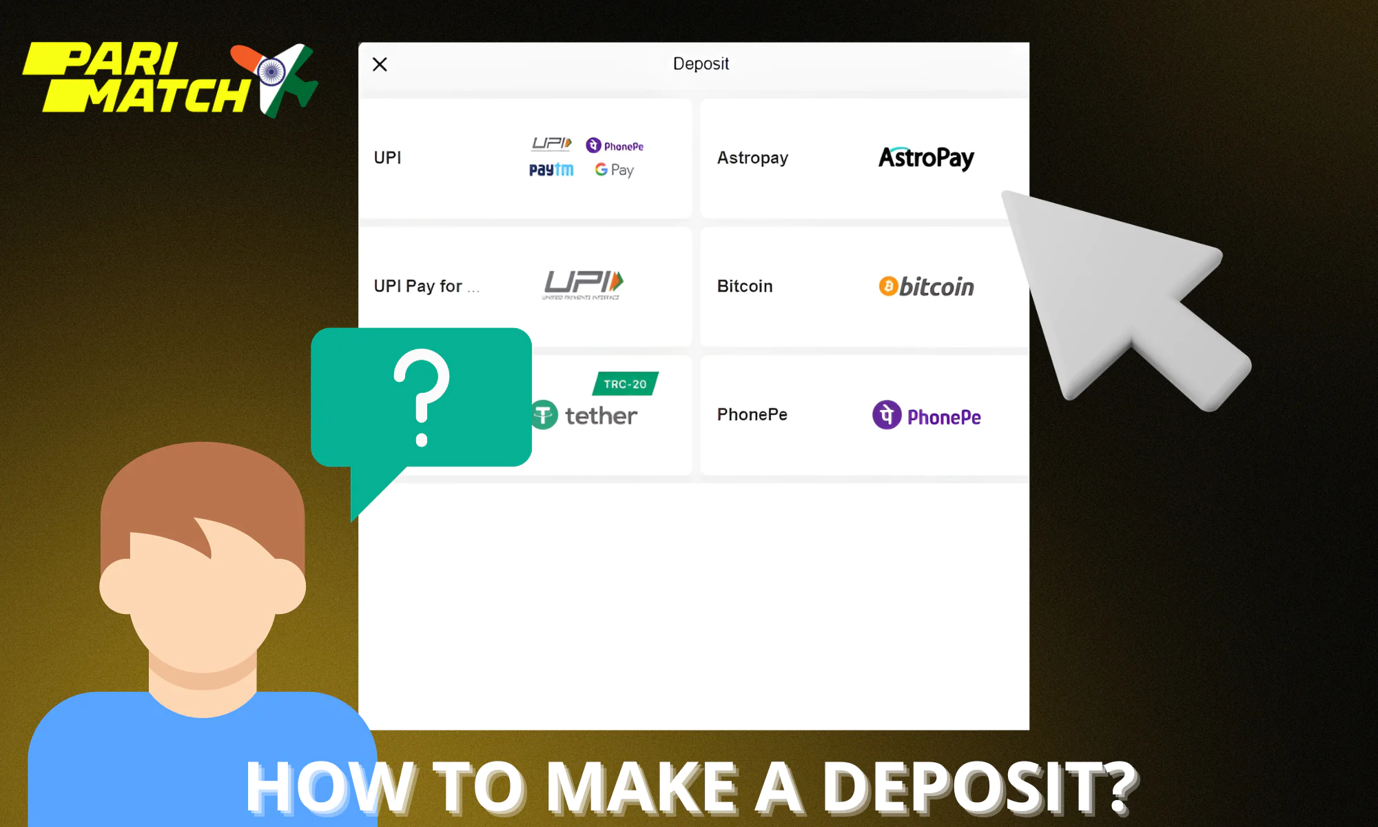 Step by step how to make a deposit in Parimatch Aviator