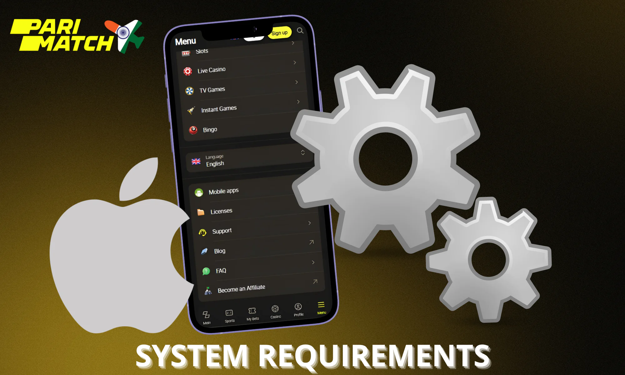 The Parimatch Aviator app for iOS has minimum system requirements