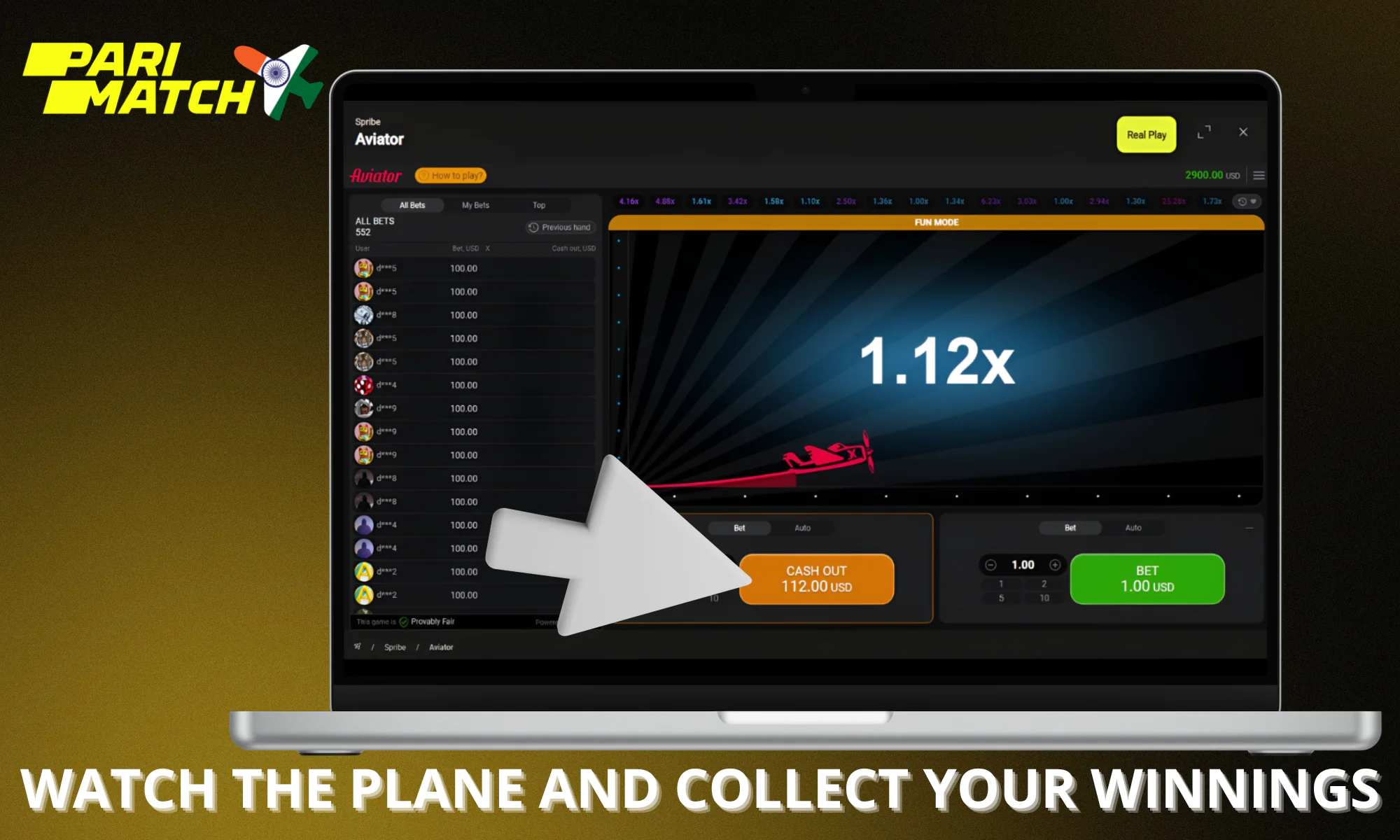 Watch the plane and collect your winnings on time