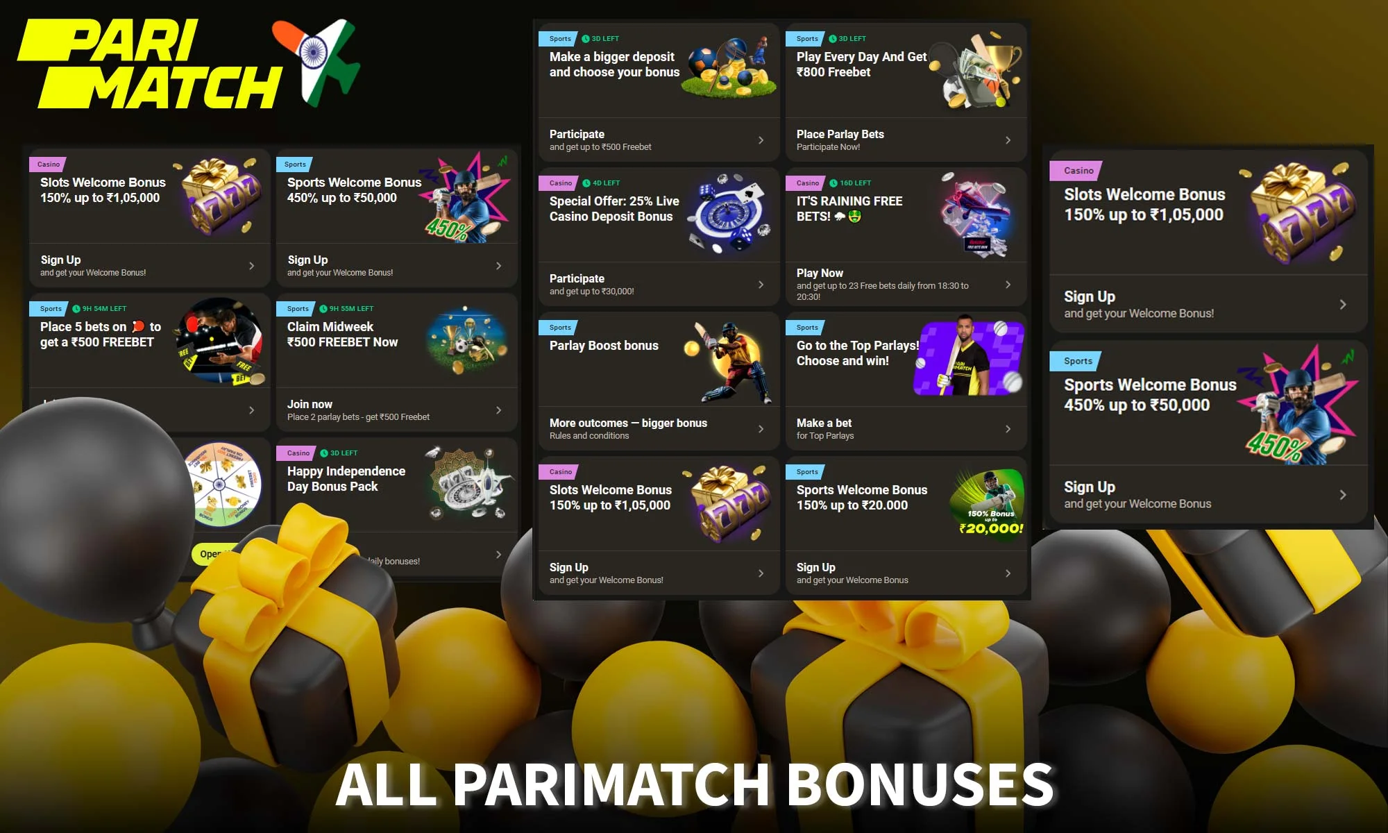 All bonuses and offers on Parimatch